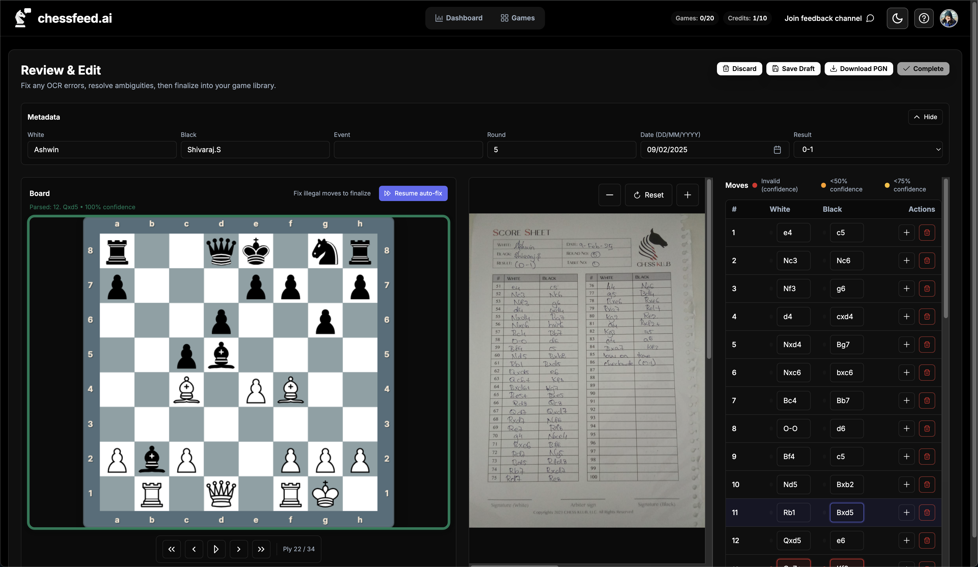 Turn handwritten scoresheets into games you can study